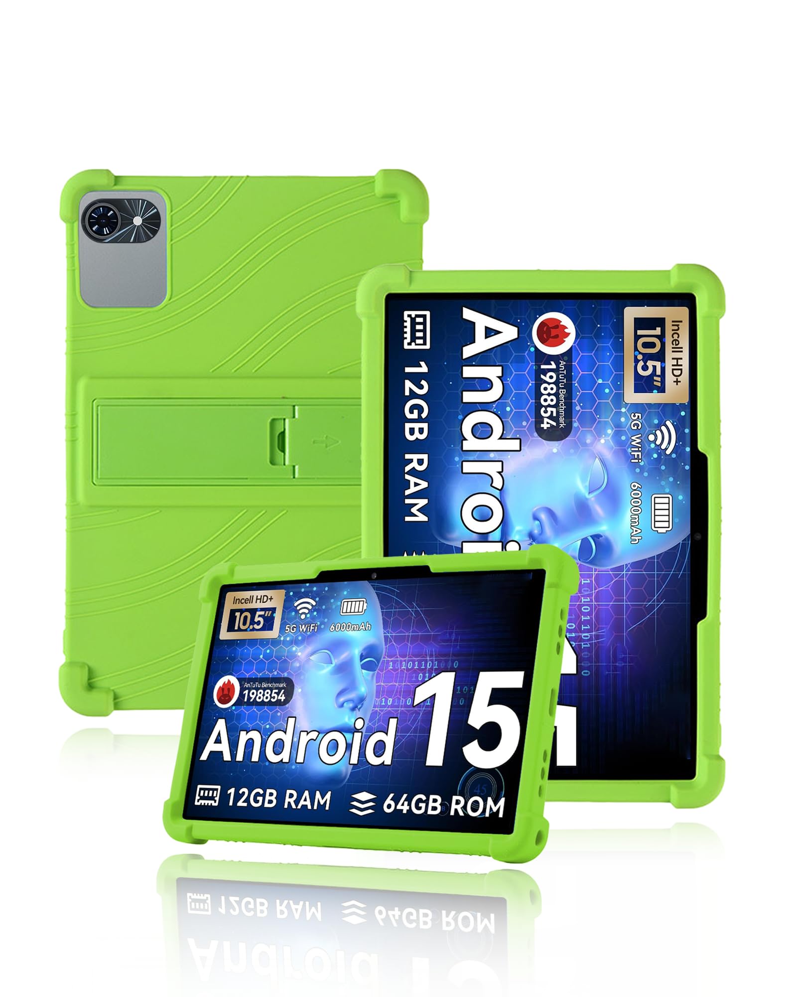 Coque TABWEE T80 10.5 silicone vert avec support réglable - 8