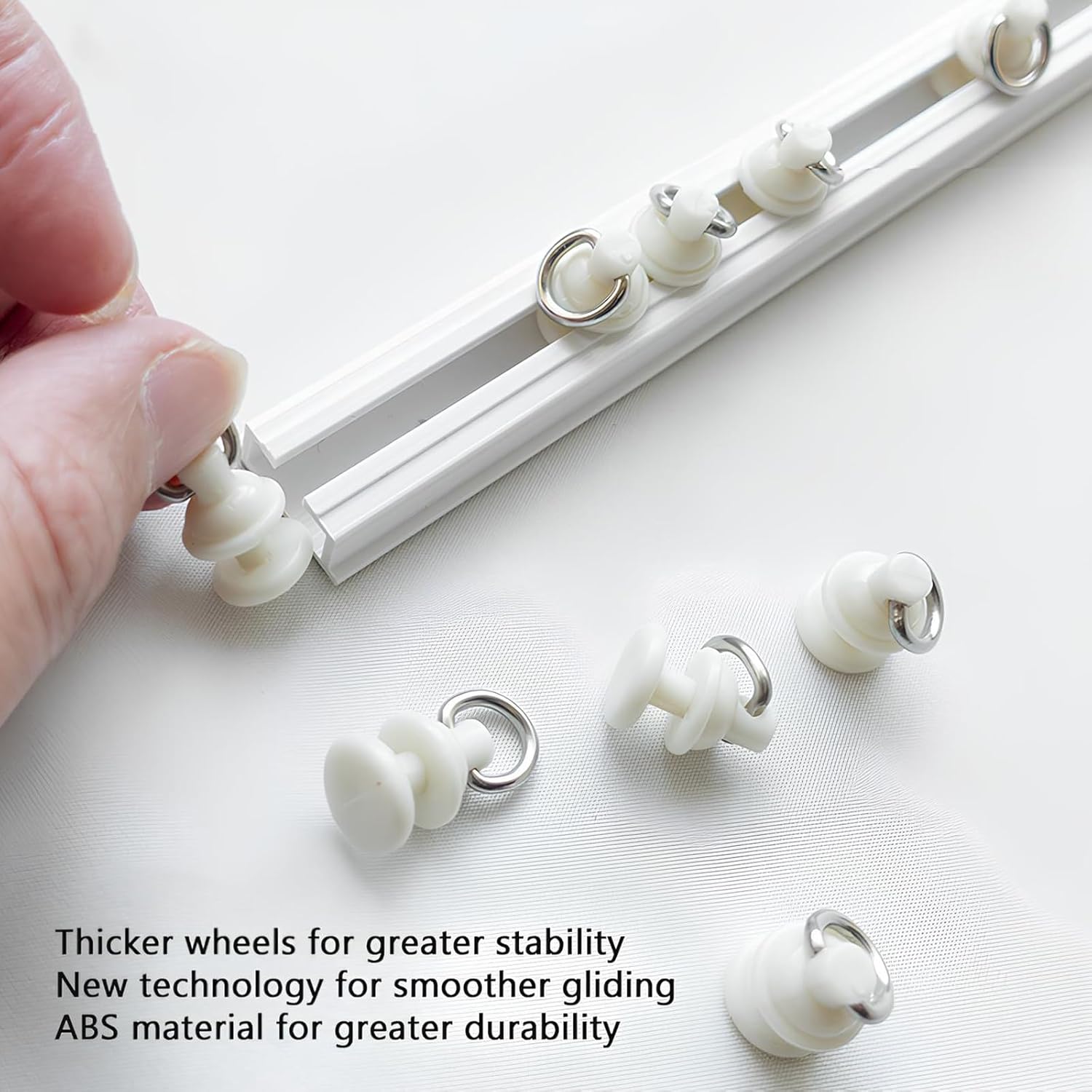 Plastic Curtain Track Glider Rail Set,Self Adhesive Curtain Track - for Smooth Ceiling Or Wall- No Drill, for Room Divider, Windows, Privacy(260cm/8.5ft)