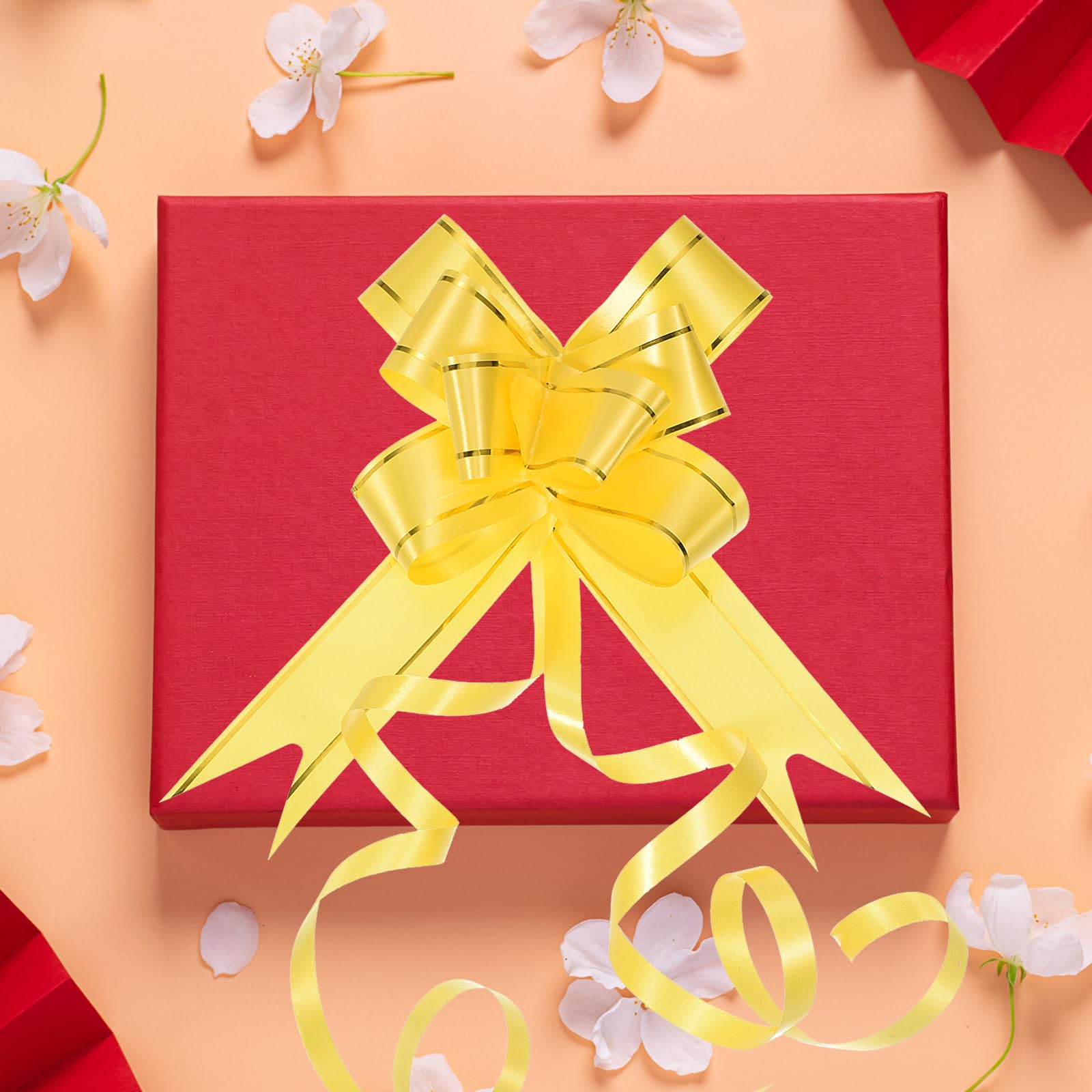 M METERXITY 40 Pack Pull Bows - Gold Thread Style Present Wrap String Bow, (2.8" Gold Tone) - Image 2