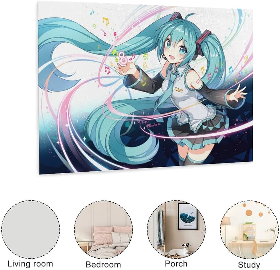 Amazon.co.jp: 初音ミク 掛け絵 ポスター アートパネル 壁掛け 飾り絵
