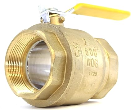 2" Brass Ball Valve, Full Port Female Thread NPT Shut-Off Valve with Handle 600 WOG, 150 WSP For Water, Gas, Oil, Air, Irrigation, Pools & Commercial Plumbing 1 Pack