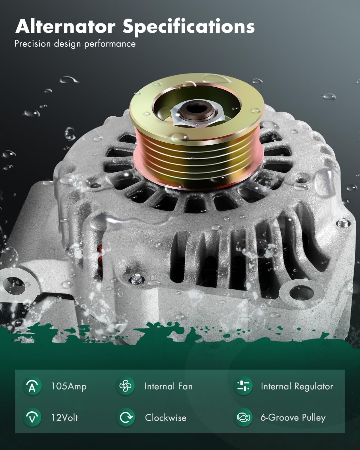 SCITOO High Output Alternator 105Amp Replacement New for Buick for Century 2002-2004,for Buick for Regal 2002-2004,for Chevrolet for Impala 2002-2004,for Chevrolet for Monte Carlo 2002-2004 8287