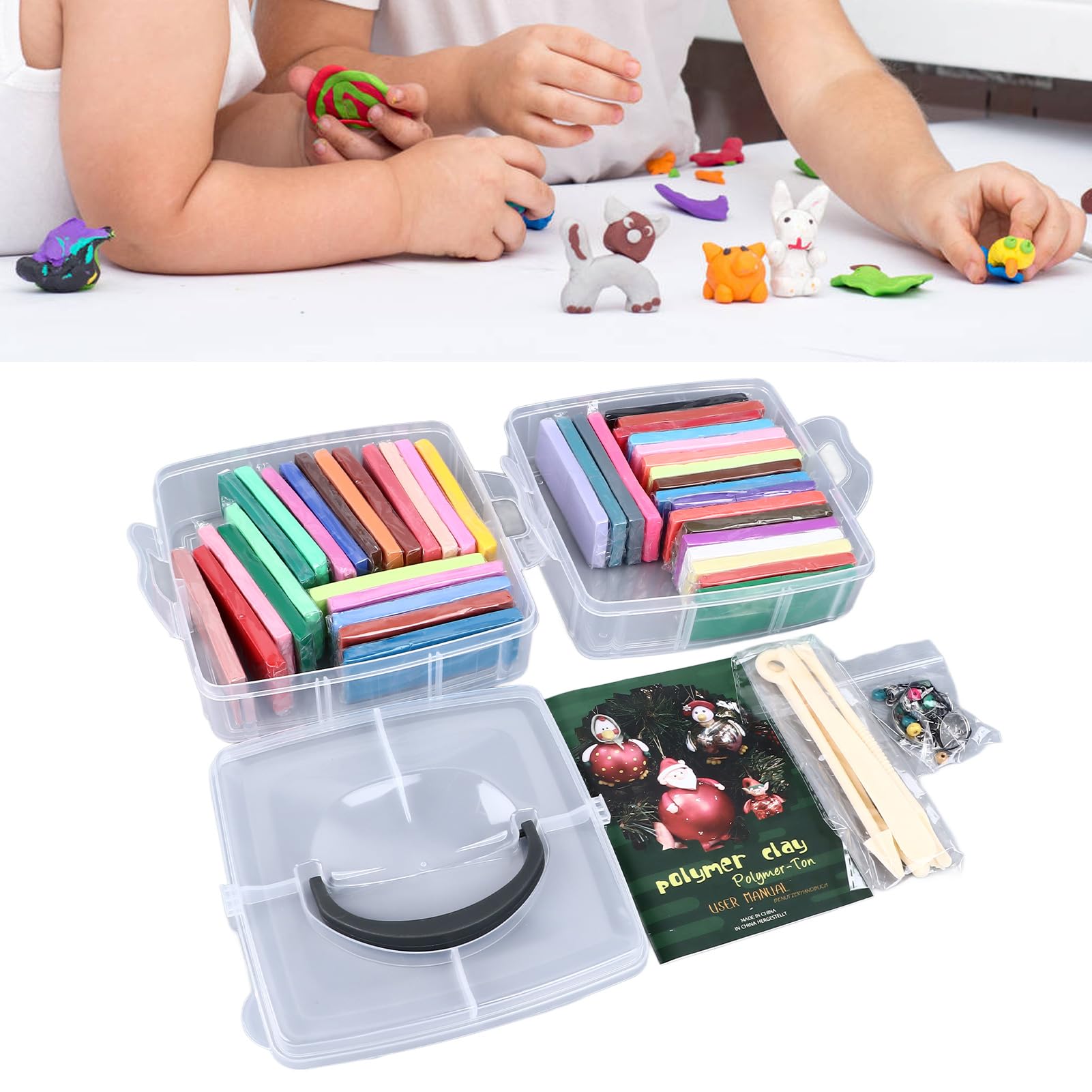 Kit de arcilla polimérica de 42 colores, set de arcilla para modelar para niños con 5 espátulas, arcilla artesanal que se seca al aire sin necesidad de horneado, ideal para la