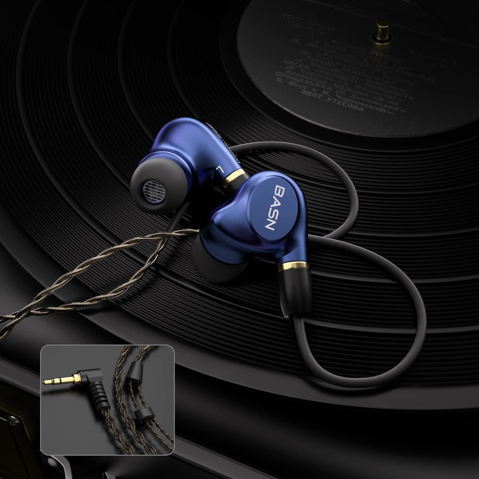 BASN Metalen 4 auriculares con monitor intraural, aislamiento de ruido IEMs con graves profundos, para músicos, cantantes, bateristas, bajistas (azul zafiro)