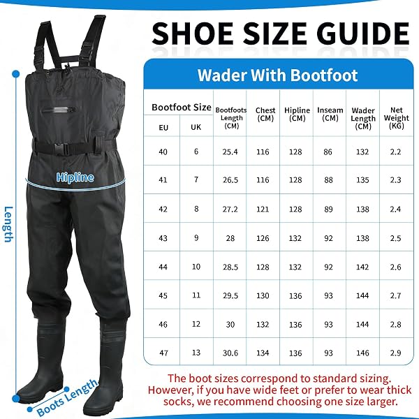 SWAWIS Vadeadores de Pesca para Hombres Impermeables Transpirables Mujeres Caza Vadeadores Transpirables e Impermeables, Ideales para Obras de Construcción, Pesca y Granjas 42-46W - 3