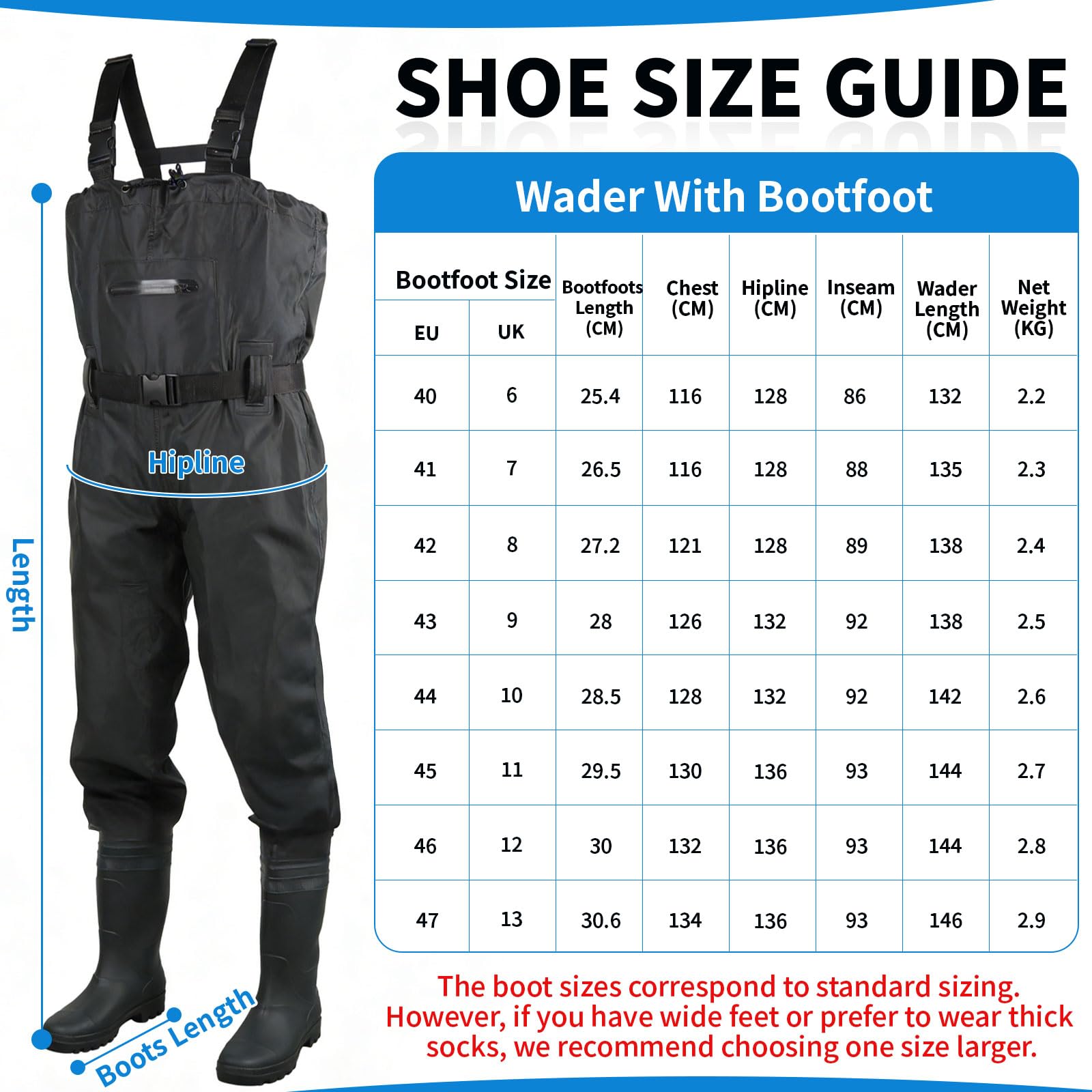 SWAWIS Cuissardes Waders Poitrine Pêche Imperméables avec Bottes Respirantes