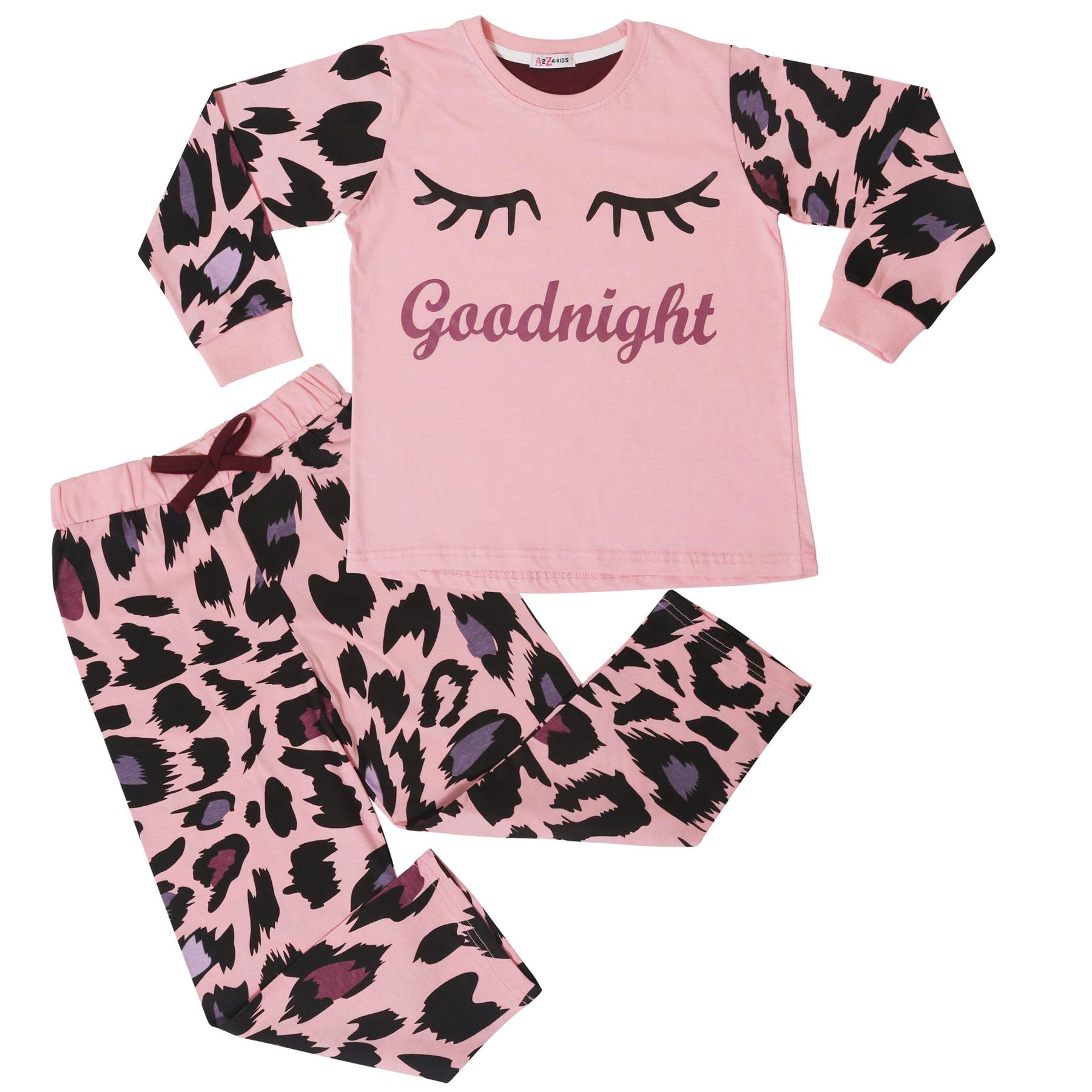 A2z 4 Kids Girls Baby Pink Pyjamas Traditional Pjs Pyjama Set Long Sleeve Top - Pjs 154 13 Size 13 Years