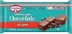 Dr. Oetker Cobertura em Barra Sabor Chocolate Ao Leite, Para Recheio e Cobertura de Bolos, Tortas, Pão de Mel, Doces e Sobremesas, Basta Derreter, 1kg
