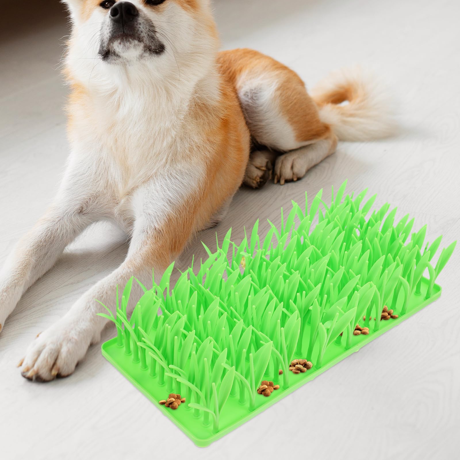 Silikon Grasmatte Slow Feeding Interaktive Futtermatte für Katzen und Hunde rutschfest Hellgrün