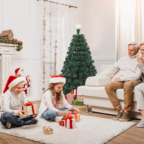 Miniatura 7 de Árbol artificial de Navidad de fibra óptica preiluminado, 180 luces LED, decoración de interiores, fácil instalación y almacenamientosoporte de