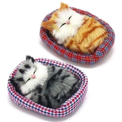 2Pcs Sleeping Cat in Pet Pad Doll Toy, Mini Kitten