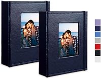 Vista 20 de Álbum de fotos pequeño de 4 x 6 pulgadas, paquete de 2 libros de fotos de cuero, cada mini álbum de 26 páginas tiene capacidad para 52 fotos