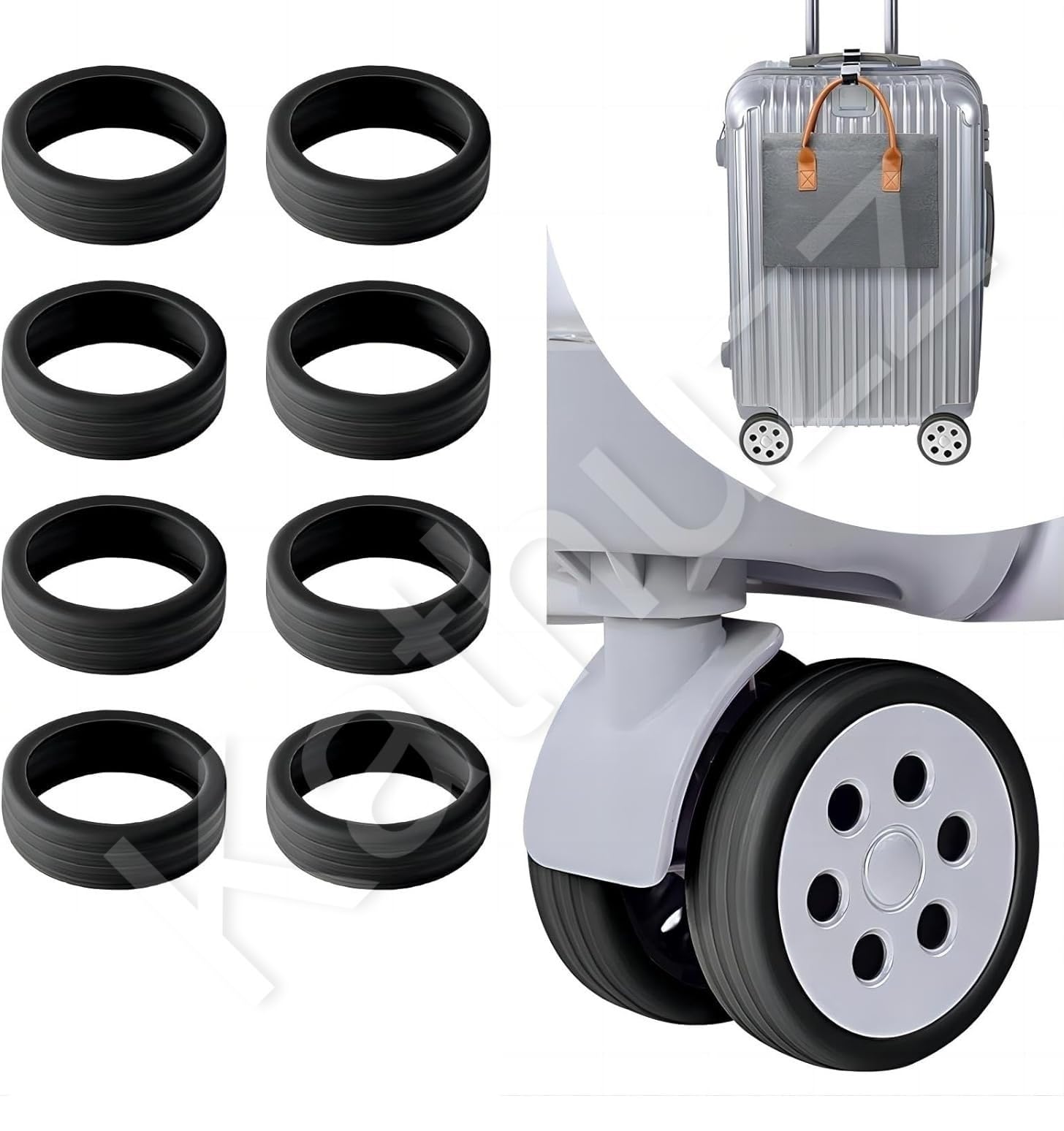 Luggage Wheel Silicone Protector Cover 8PCS Trolley Wheel Cover Silicone Shock Absorption Wheel Cover for Trolley Bag Suitcase Wheel Cover Silicone for Most 8 Spinner Wheel Bag/Chair (Black)-image-45