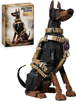 Doberman Building Set, Police Dog Building Blocks Set for Adults, Compatible with Lego, Animal Pet with Vest & Badge Collectible Model for Home Decor