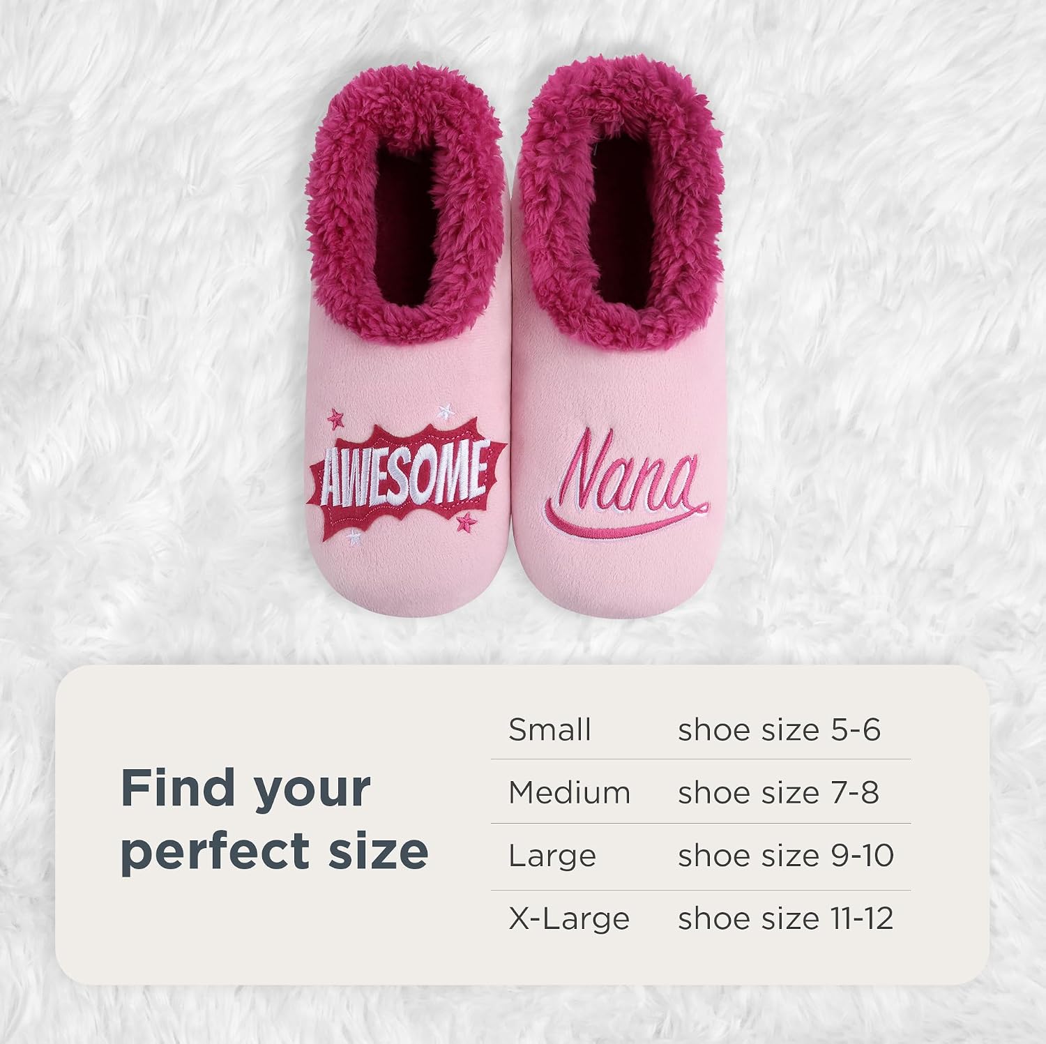Snoozies Grandma Slipper Socks for Women, Nana House Slippers Soft Non-Slip, Sherpa Lining, Indoor Cute Great Grandma