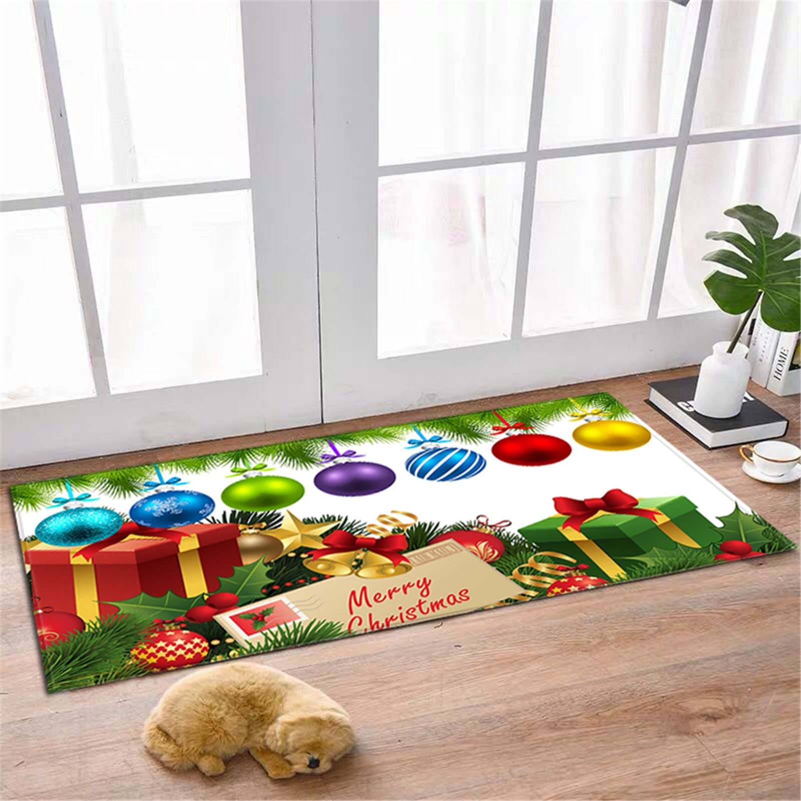 Alfombra Cocina De Navidad Lavable, Felpudos Entrada De Navidad Antideslizante, Múltiples Tamaños Y Patrones Alfombra De Piso De Decoración Navideña Para Sala De Estar,Baño,5,60x180cm/23.6"x70.8"