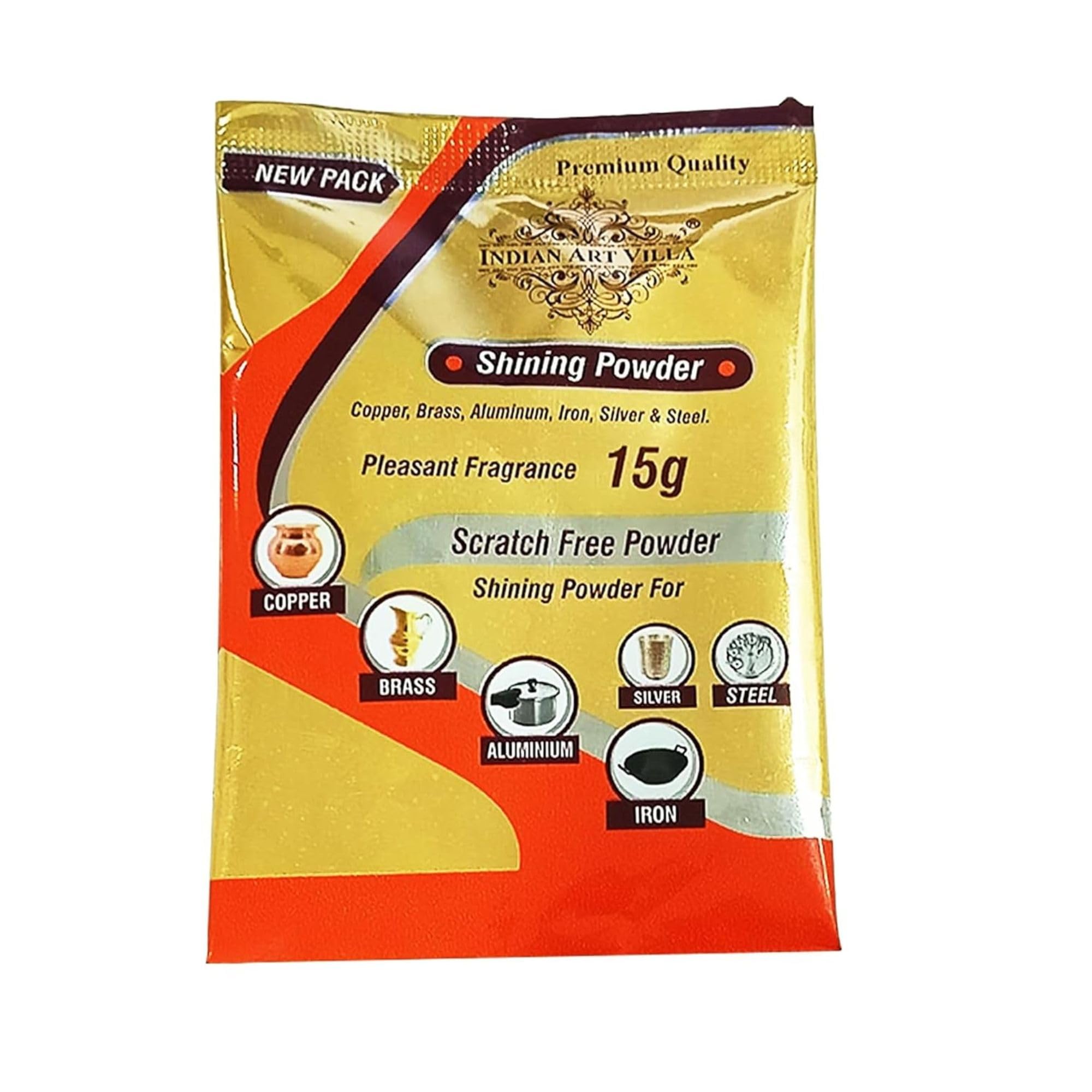 Indian Art Villa Shining Powder, (50 Sachets) Cleans and Polishes Copper, Brass, Silver, Aluminium, Iron, and Steel, Removes Tarnish and Oxidation, 15 gm x 50 Sachets (B0CKZD26SF) Amazon Price History, Amazon Price Tracker