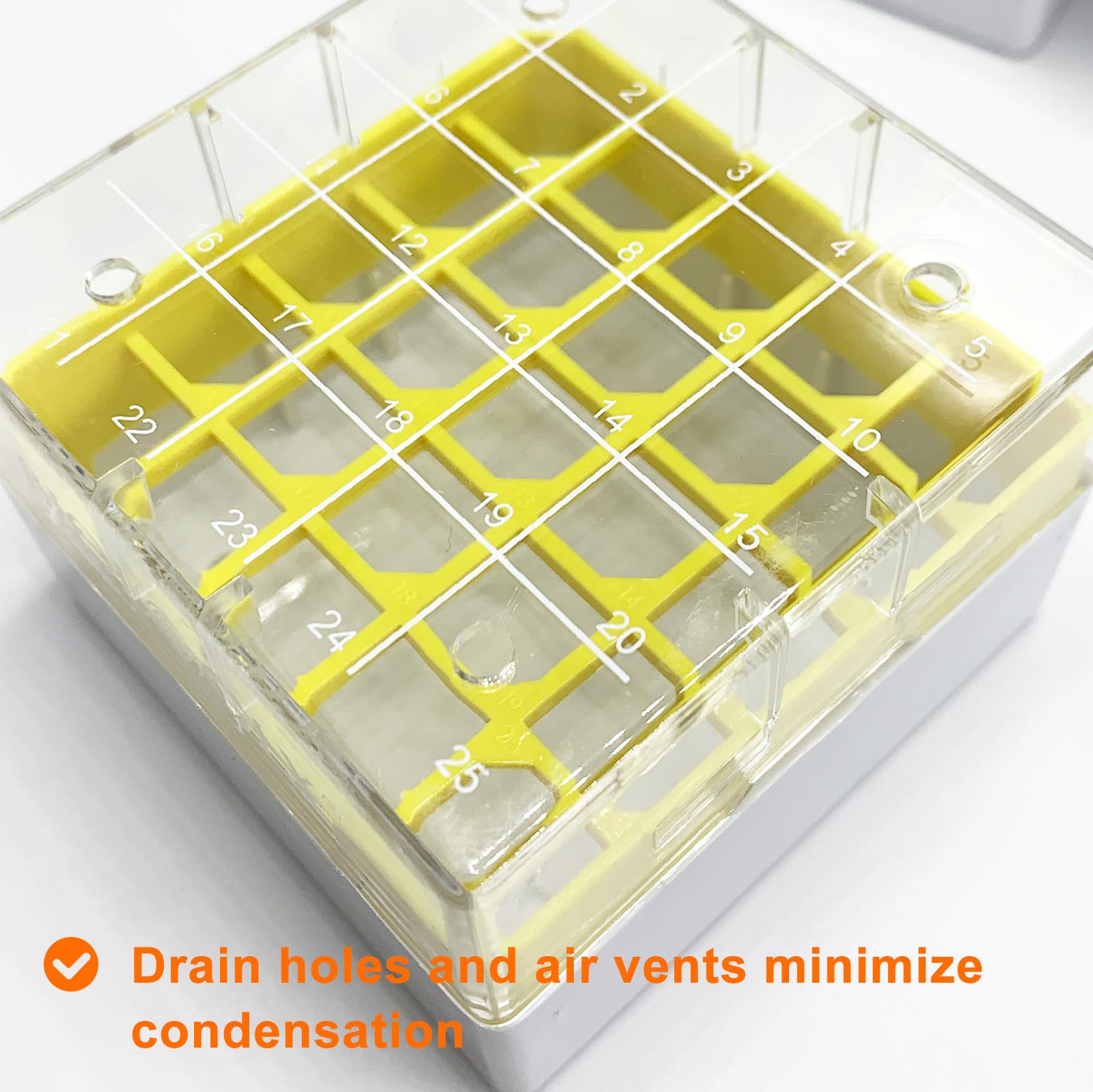 CryoKing 25-Well PC Cryoboxes, 2in Cryo Boxes, Assorted Colors, 5 Pcs