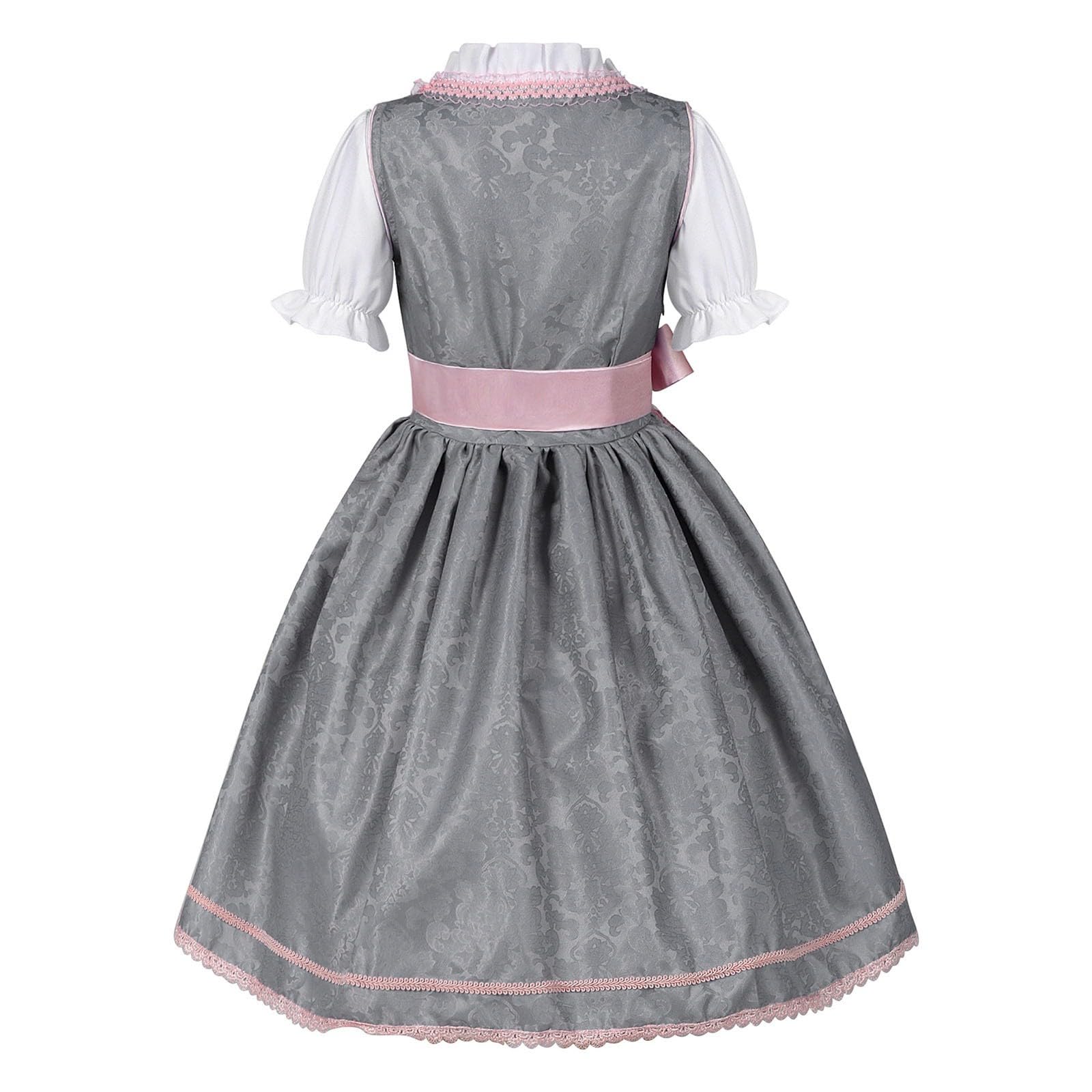 Dirndl Mädchen Kinder Midi Trachtenkleid 3-TLG Kinderdirndl Dirndlbluse Schürze für Oktoberfest Kirchweih Hochzeit Sonntagausflug Kostüm Kinder Bayerisches Bierfest Trachten Dirndlkleid