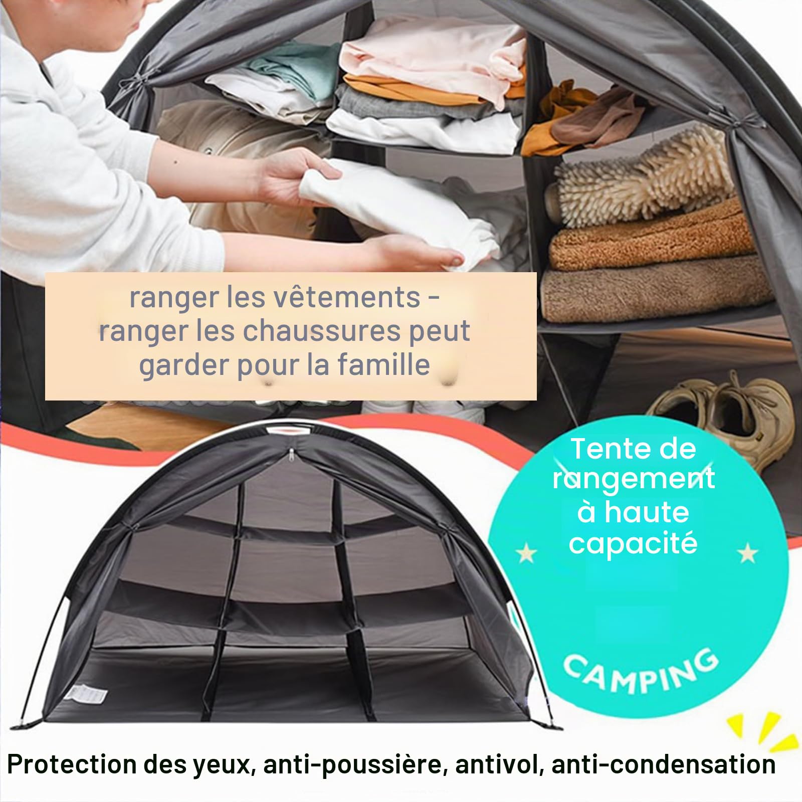 Armoire de Rangement de Camping Pliable avec Compartiments de Rangement, Cuisine de Camping en Plein Air, Armoire de Cuisine de Camping Pliable avec Cadre en Aluminium
