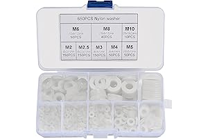 YOUYIDUN -650 Pcs Nylon Flat Washer Assortment Kit