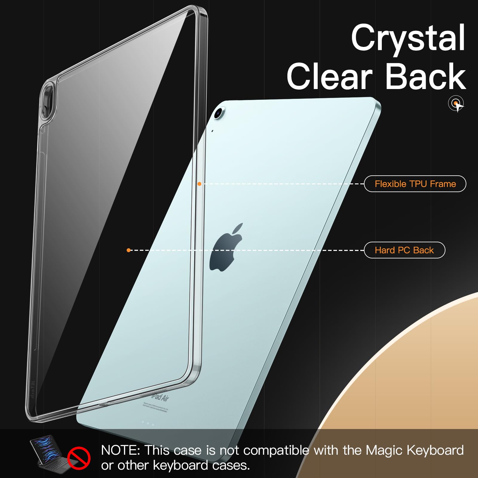 JETech per iPad Air 13 Pollici M4/M3/M2 (2026/2025/2024) Custodia Chiaro e Pellicola Protettiva HD Chiaro Pacchetto