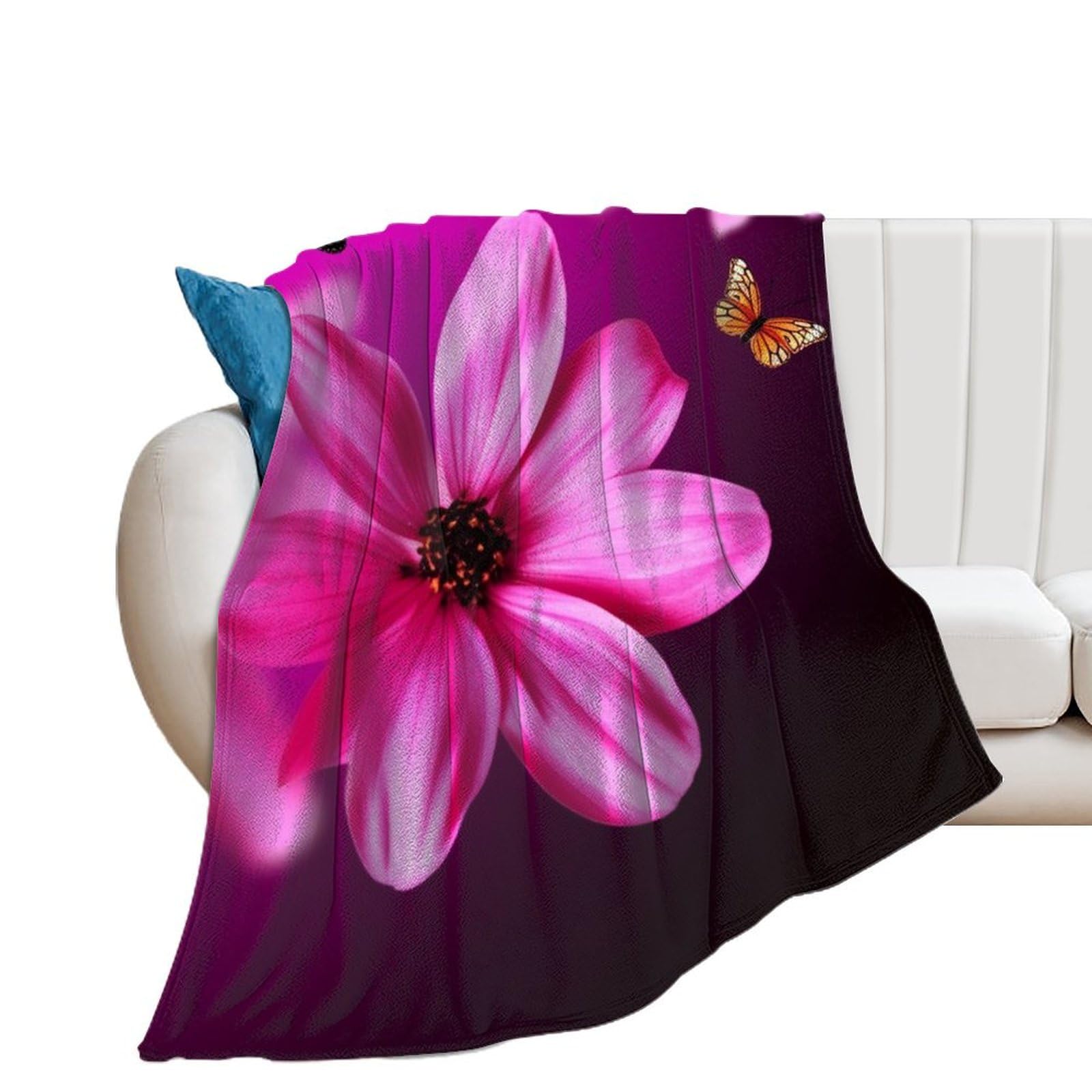 Couverture pour voyage et canapé en flanelle douce rose
