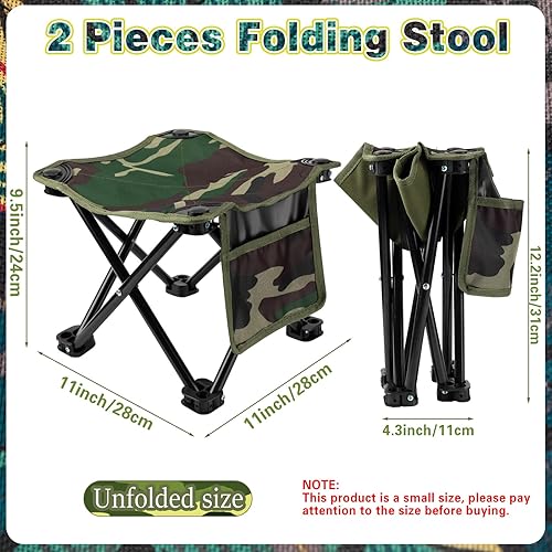 Miniatura 2 de Taburete de camping pequeño, ligero, resistente, portátil, con bolsillo lateral, cómodo y plegable, para camping, pesca, senderismo, jardinería,