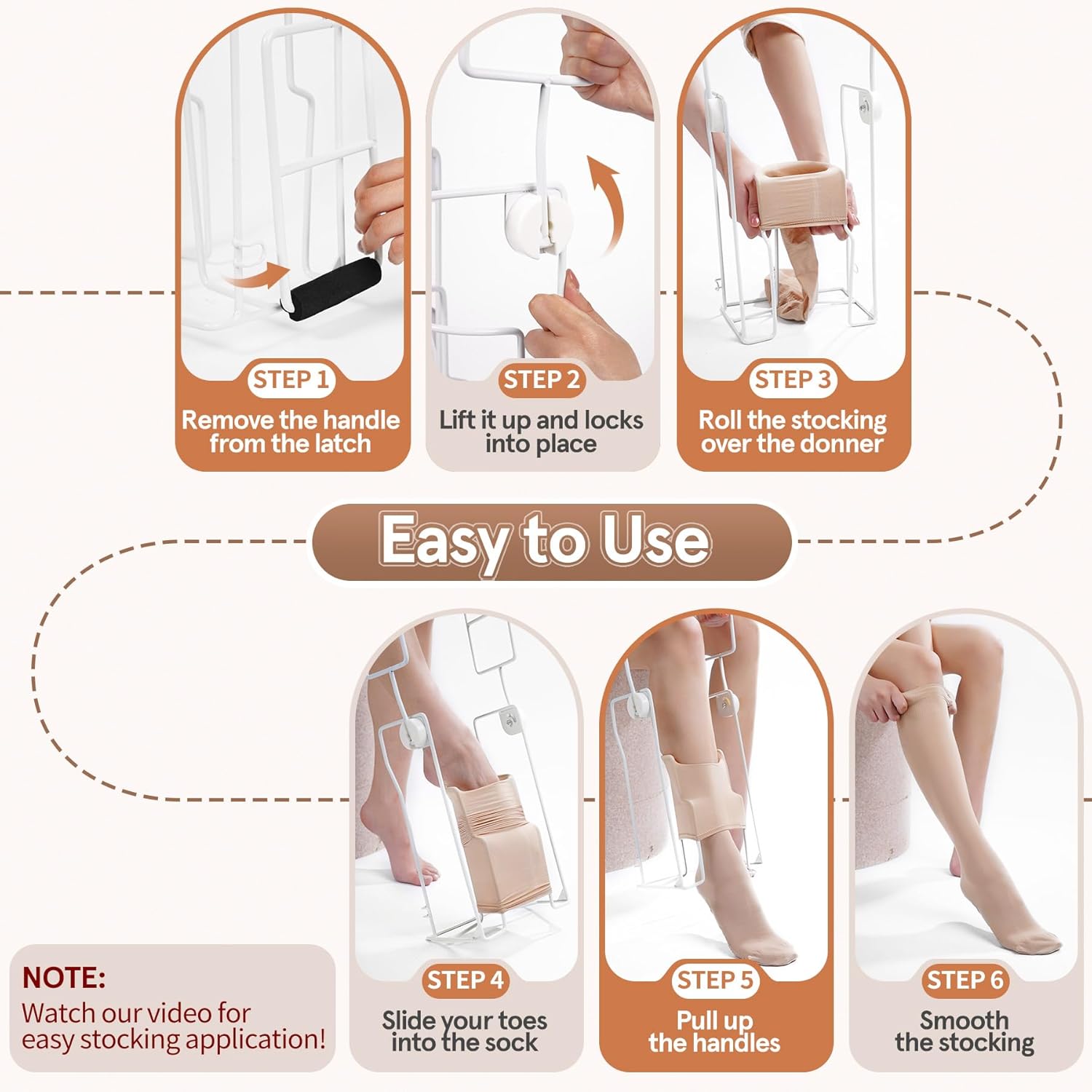 Compression Sock Aid Device - Foldable Sock Aids for Putting on Compression Socks, Stocking Donner Sock Helper Tool for Seniors Fits Calf Circumference Under 15 Inches