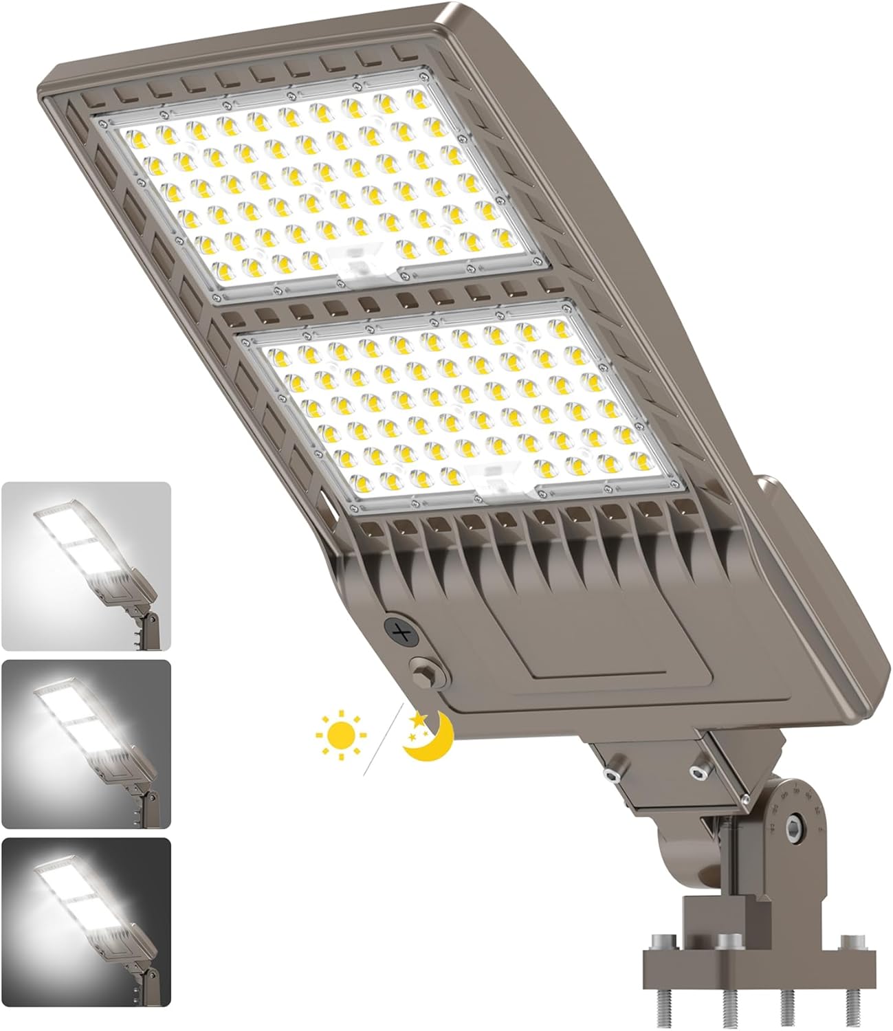 400W LED Parking Lot Light with Dusk to Dawn Photocell Power Adjustable Outdoor Lighting Arm Mount 60000LM IP65 UL & DLC Commercial Shoebox Pole Lights for Street Stadium Tennis Court 5000K (100-277V)