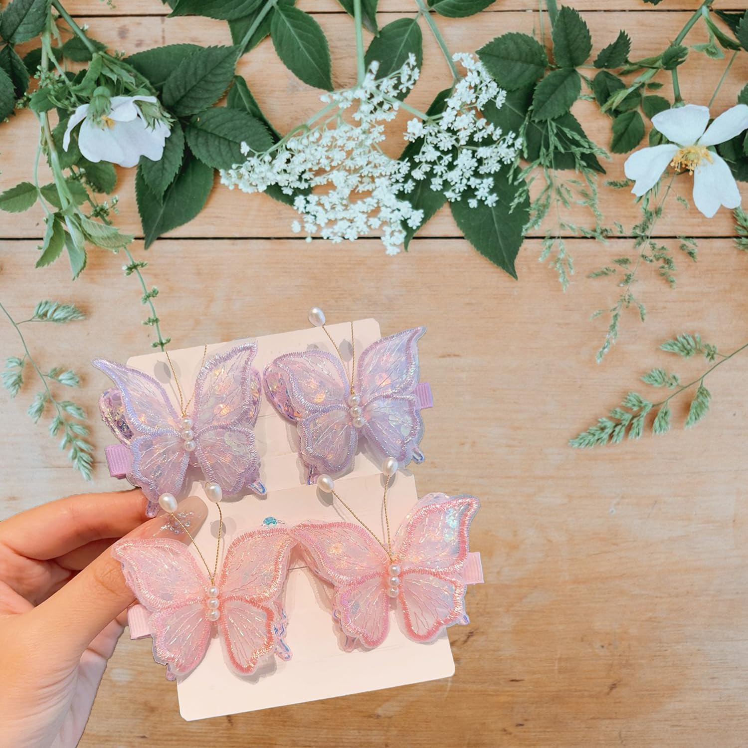 UHMC Butterfly Hair Clips, 2 Pairs Blue Butterfly Hair Clips, Girls Hair Accessories Kids Barrettes, Hair Accessories Gifts for Girls and Kids (Purple & Pink) - Image 4