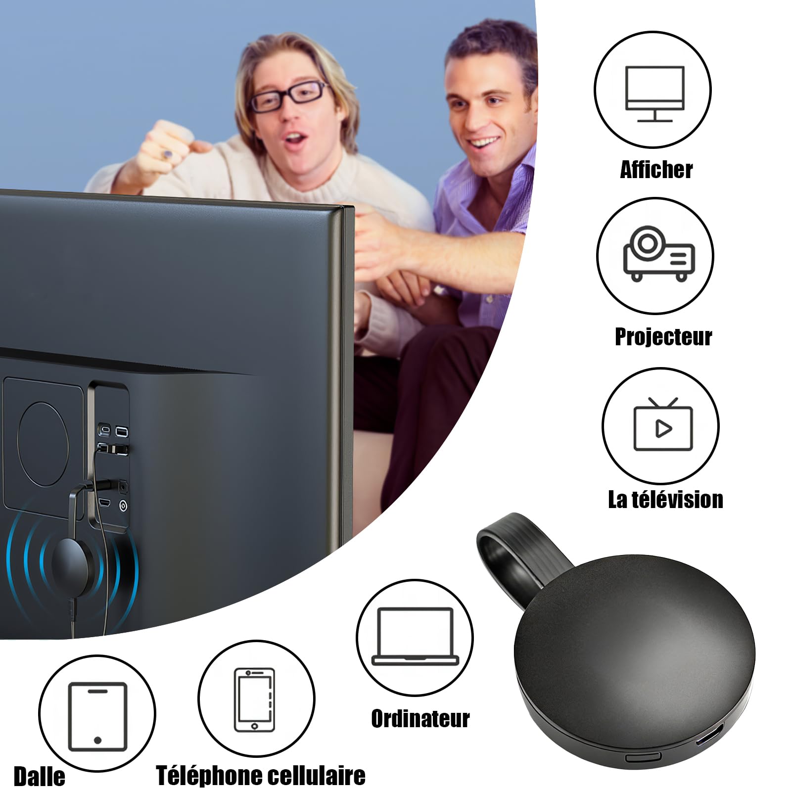 Adaptateur HDMI sans Fil 1080P WiFi Dongle Miracast Airplay DLNA pour Android iOS Windows Mac