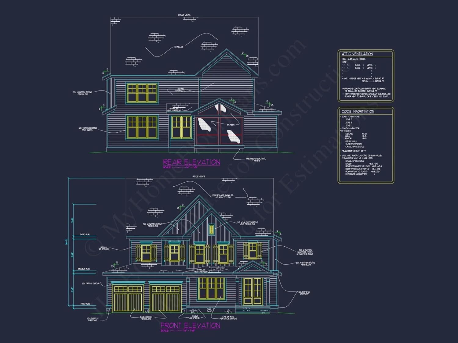 18-1203 HOUSE PLAN - Elegant 3-Story House Plan with CAD Blueprints & Modern Designs