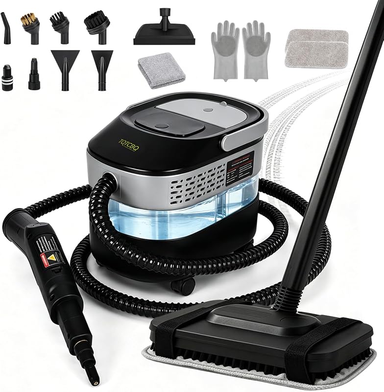 Steam Cleaner, Detachable Handheld & Mop Combo, 15s Fast Heat, 1600ML Tank | 21 Accessories, Handheld High-Pressure Steam with Dry Burn Protection for Floor, Tile, Grout, Furniture Home and Car Cleaning