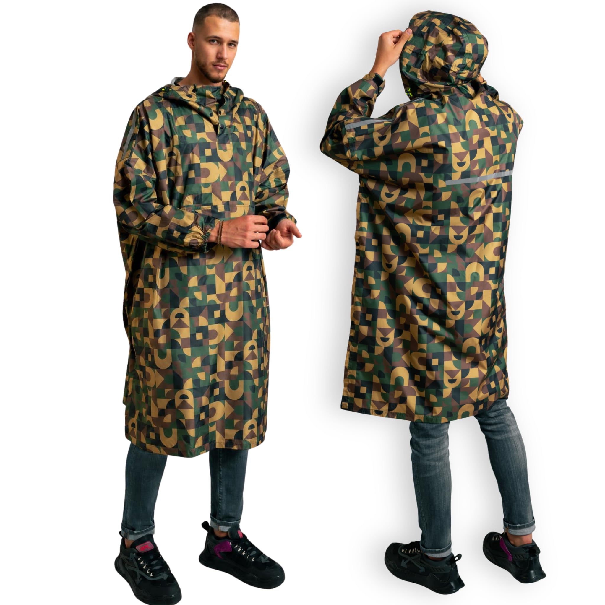 Jubi® Regenponcho Herren, wasserdicht, Recycled Polyester, Stahlgrau