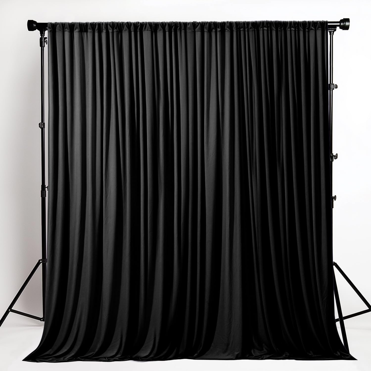 Black Backdrop Curtains for Wedding Parties, 10x10FT Wrinkle Free Photo Backdrop Curtains for Wedding Birthday Party Baby Shower, Fabric Drape with Rod Pockets 5ft x10ft, 2 Panels