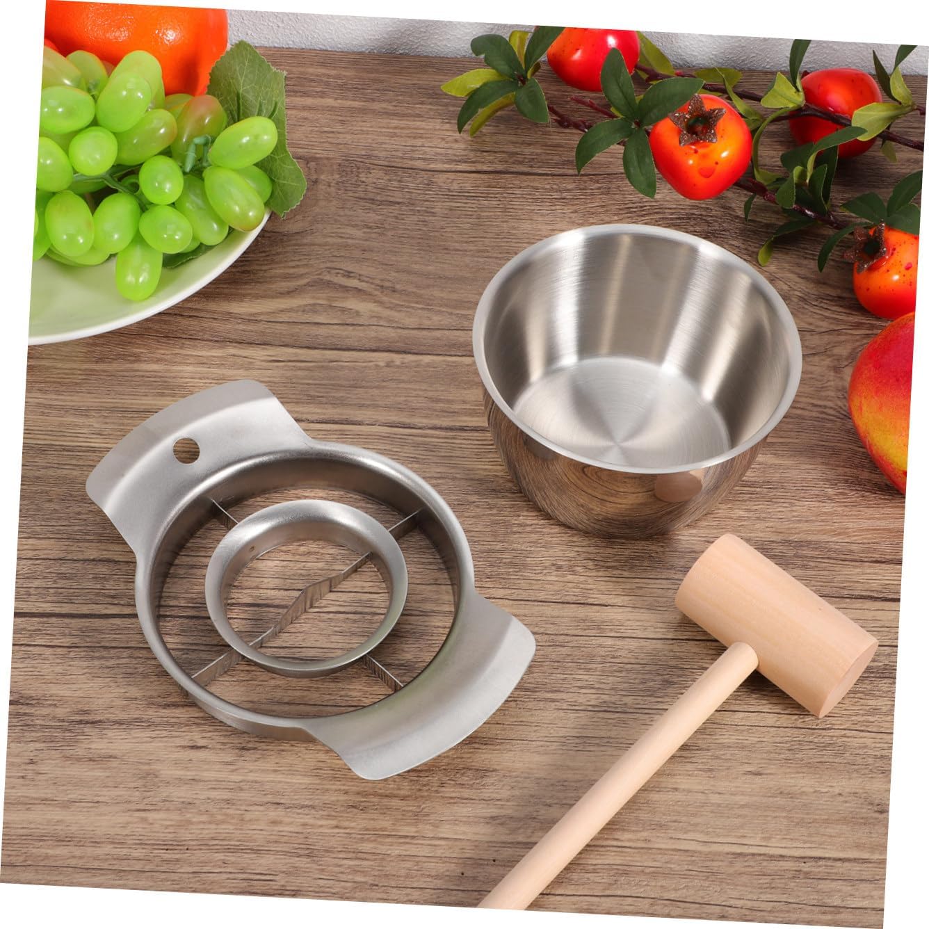 Wakauto 3sets Stainless Steel Pomegranate Peeler Tool Hammer and Bowl for Easy Deseeding Kitchen Gadget for Home and Commercial Use