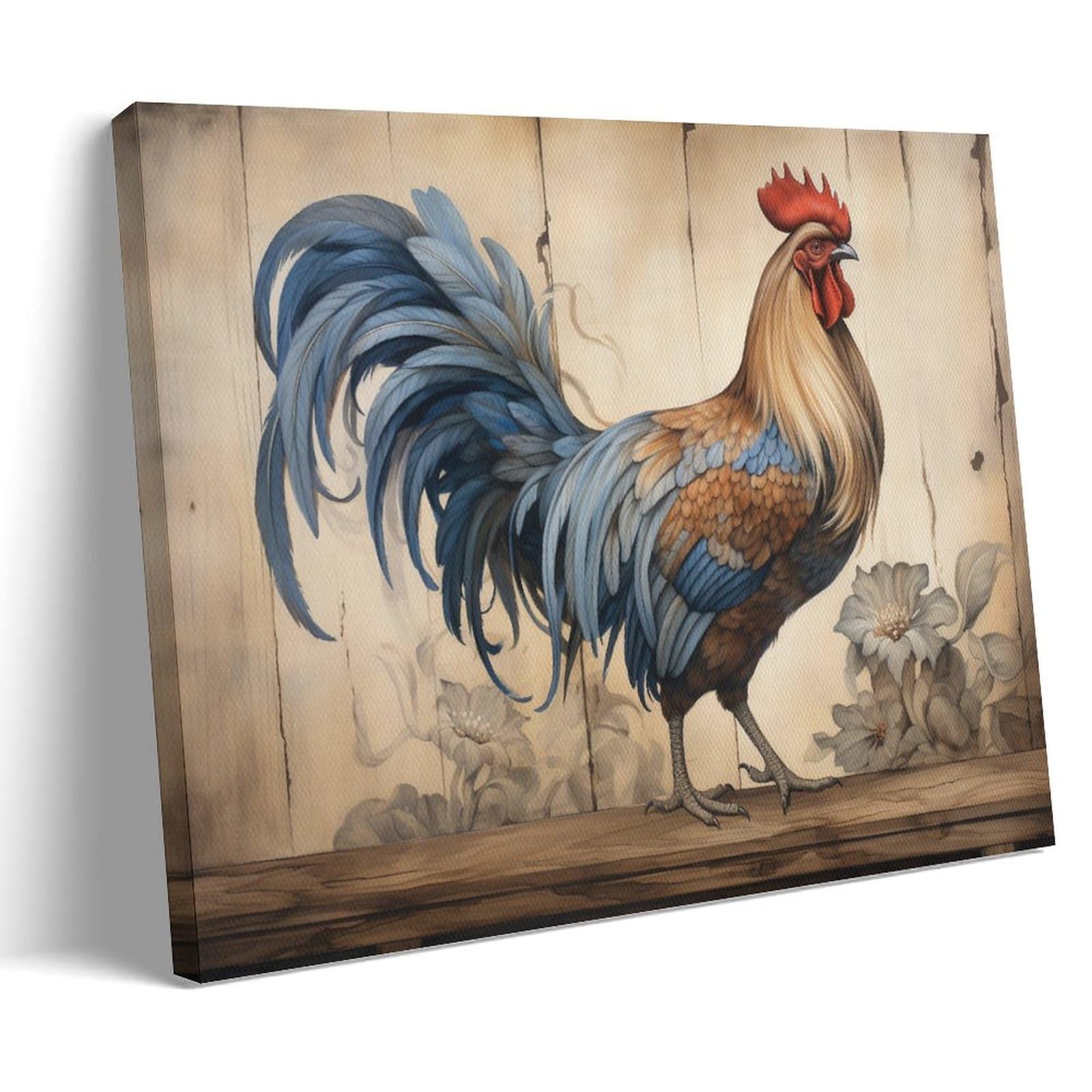 AYAROS Rustic Chicken Wall Art for Living Room Vintage Rooster Animal Farmhouse Paintings on Canvas Wall Art Poster for Home Decorations Wall Decor Framed 08x12 inch