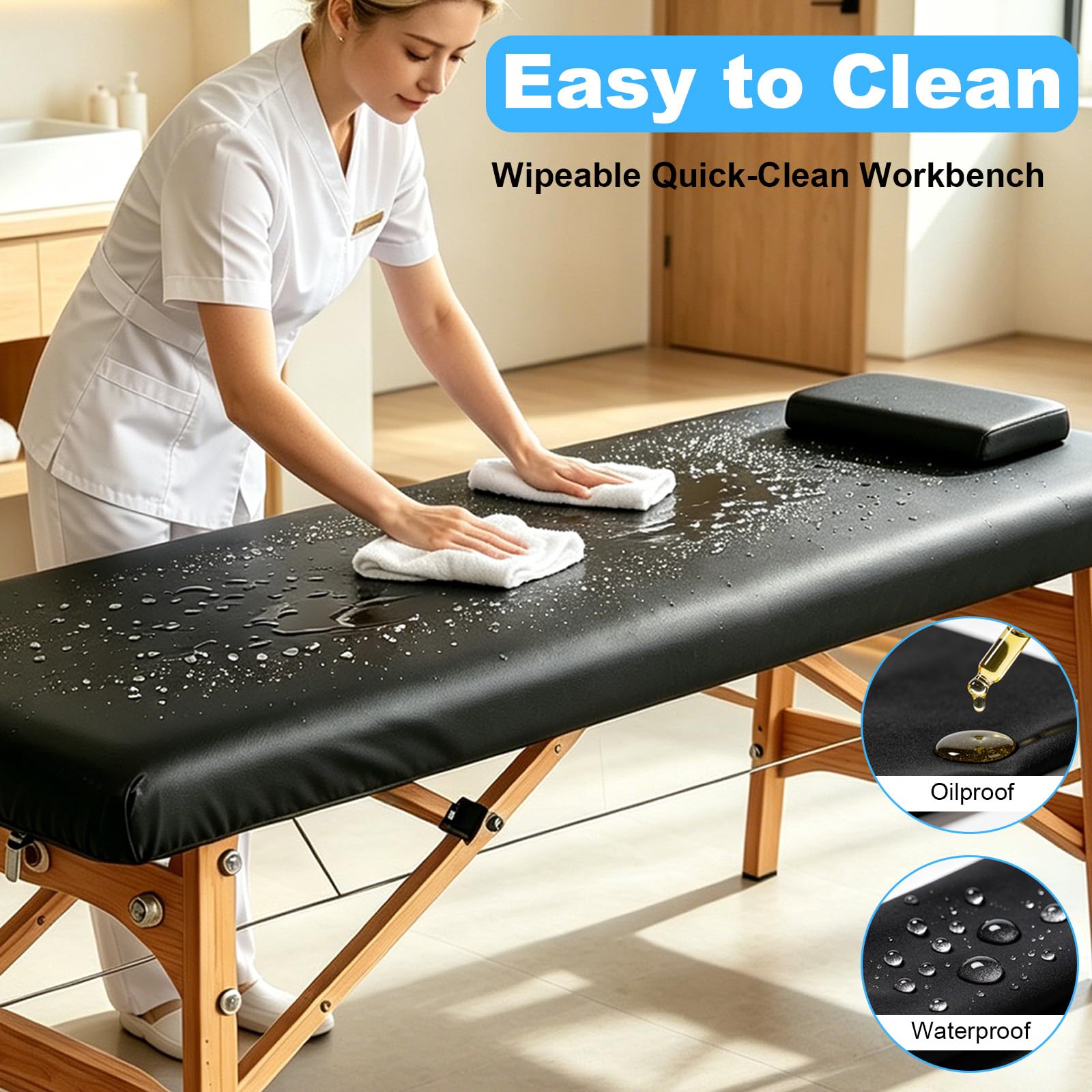 CGBE Wasserdicht Kosmetikliege Bezug: Ölresistenter PU Massageliege Bezug mit Gummizug für Massageliegen Kosmetikliegen Behandlungsliegen – Waschbar 195 × 90 × 18 cm – für Kosmetikstudios Spa Massagen