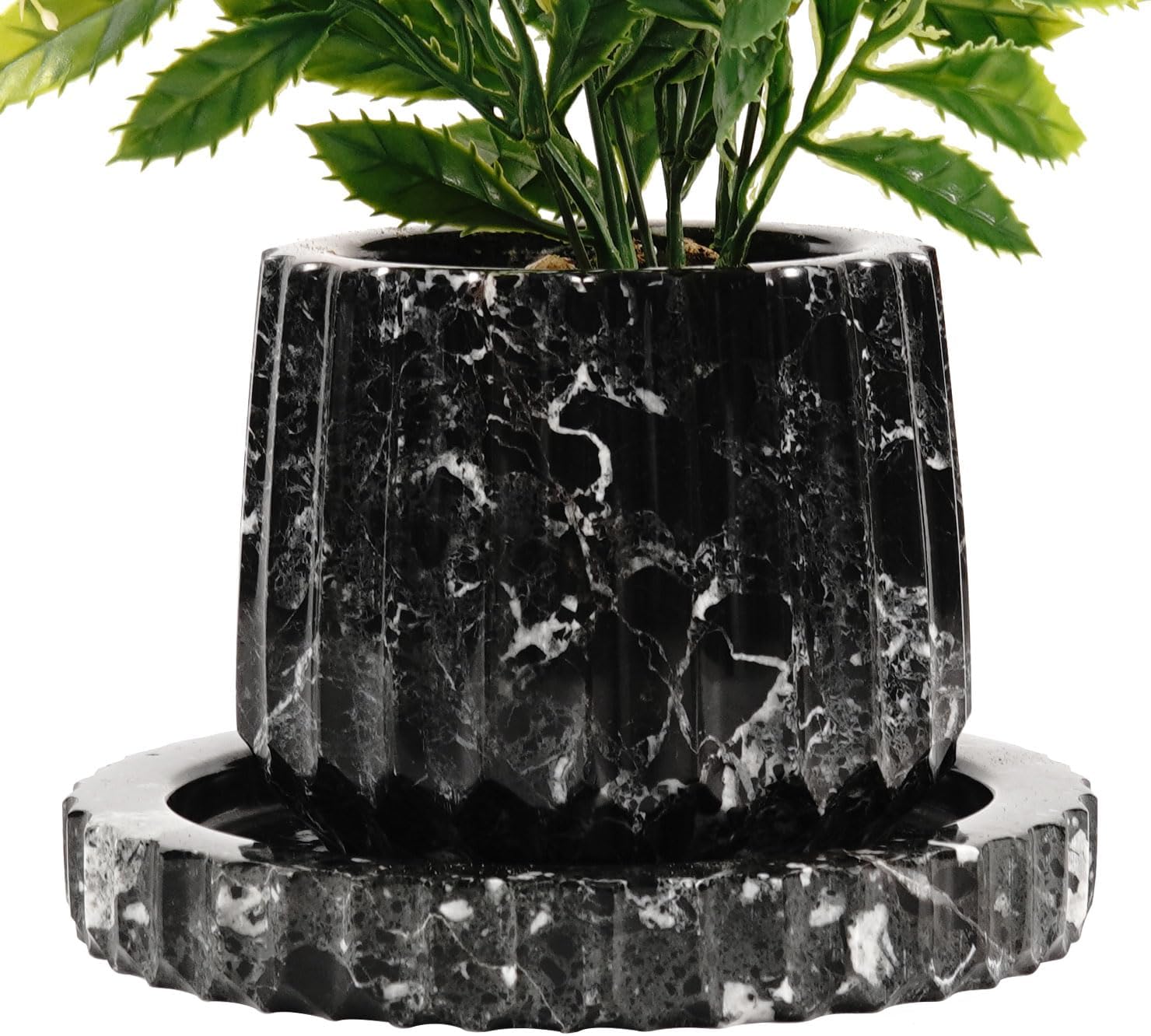 Radicaln Marble Planter 4" Inches Black Handmade Plant Stand Indoor for Plants Ideal Large Outdoor Planters, Small Indoor Plant Pots & Garden Planters 4 Inches Black