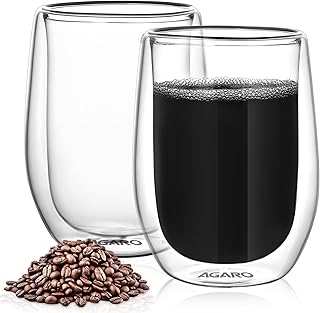 AGARO Elite Double Wall Glass 300ml, Pack of 2 | Premium Borosilicate, Heat Resistant, Microwave & Dishwasher Safe, Ideal Price In India