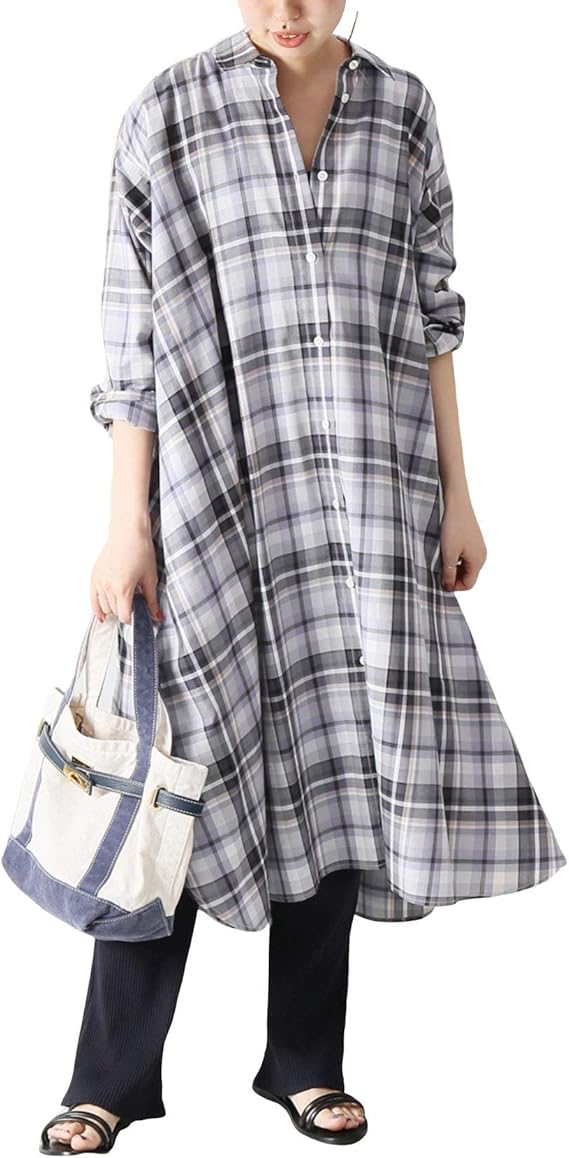 期間限定開催 スピック スパン Spick Span ss F マルチタータンチェックフレアシャツワンピース ロング 水色 レディース 代引き手数料無料 Farmerscentre Com Ng