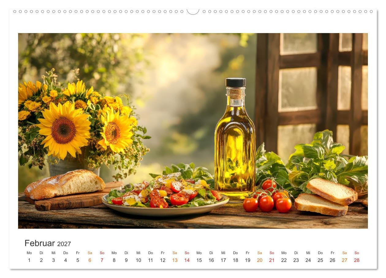 Küchenkalender - ÖL-Welten (Wandkalender 2027 DIN A2 quer), CALVENDO Monatskalender: Natürlich genießen - die edelsten Speiseöle im Porträt. (CALVENDO Lifestyle)