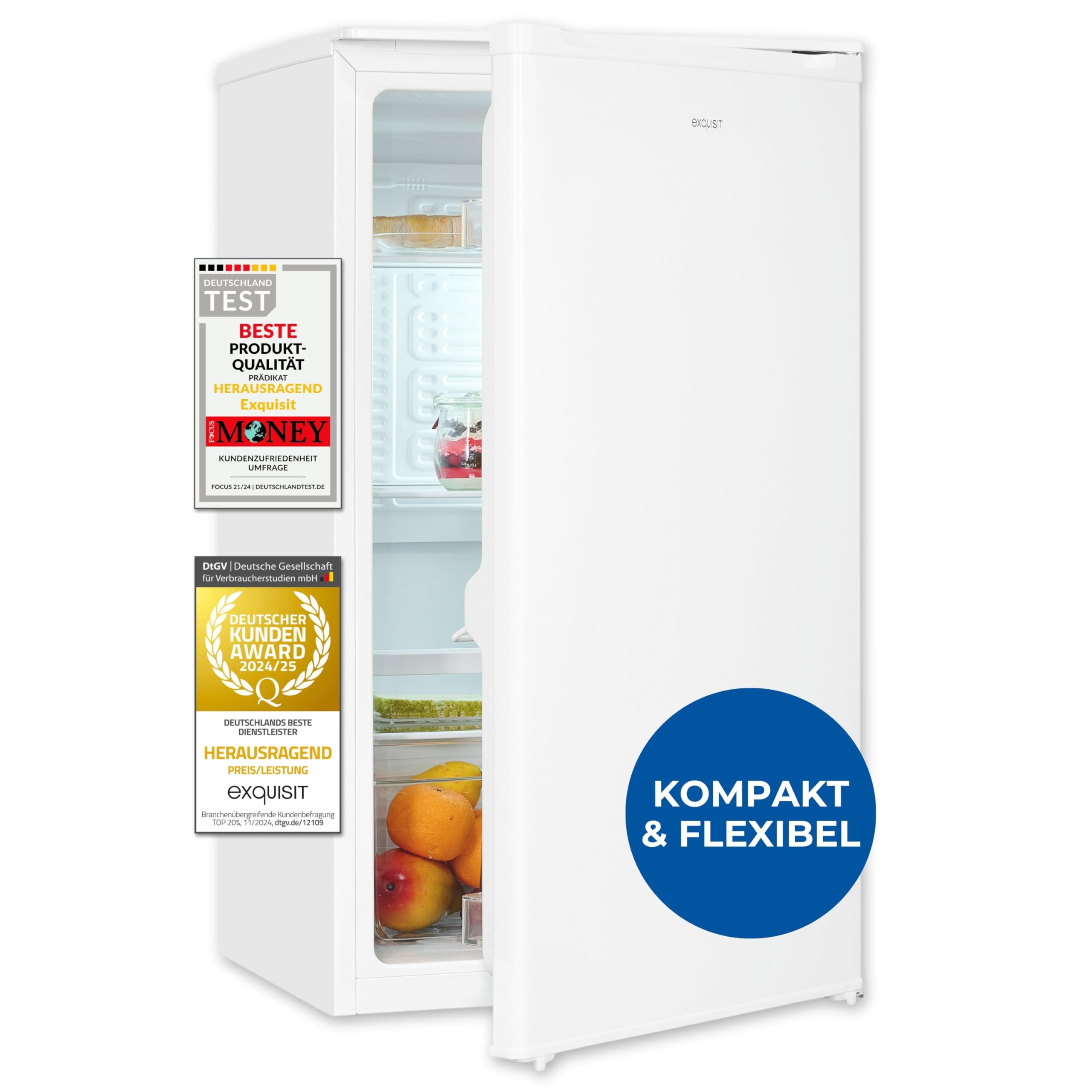Exquisit KS116-V-042E Vollraumkühlschrank Weiss - 88 L Kühlschrank 48 cm