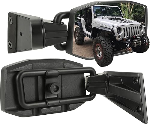 SUNPIE Espejos retrovisores para puertas compatibles con Jeep Wrangler JK JKU 2007-2018, Espejos retrovisores ajustable para Wrangler JK a prueba de