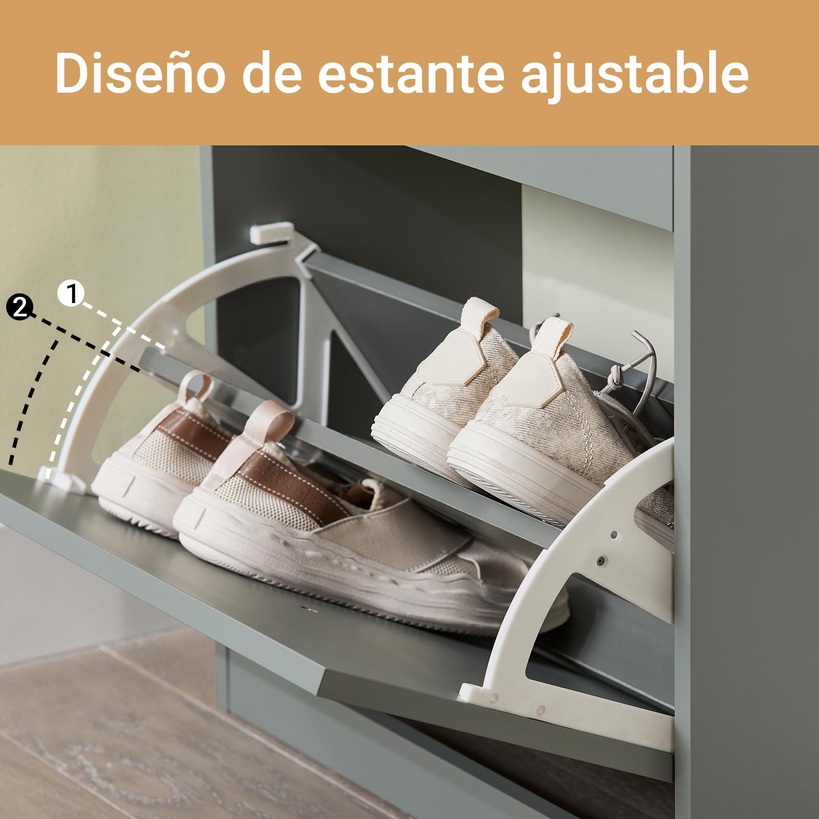 SoBuy Zapatero Estrecho para Entrada y Recibidor - Mueble Zapatero Gris con 3 Solapas y Gran Capacidad 53x24x117cm para Pasillo Estrecho, Recibidores, Dormitorio, FSR94-HG