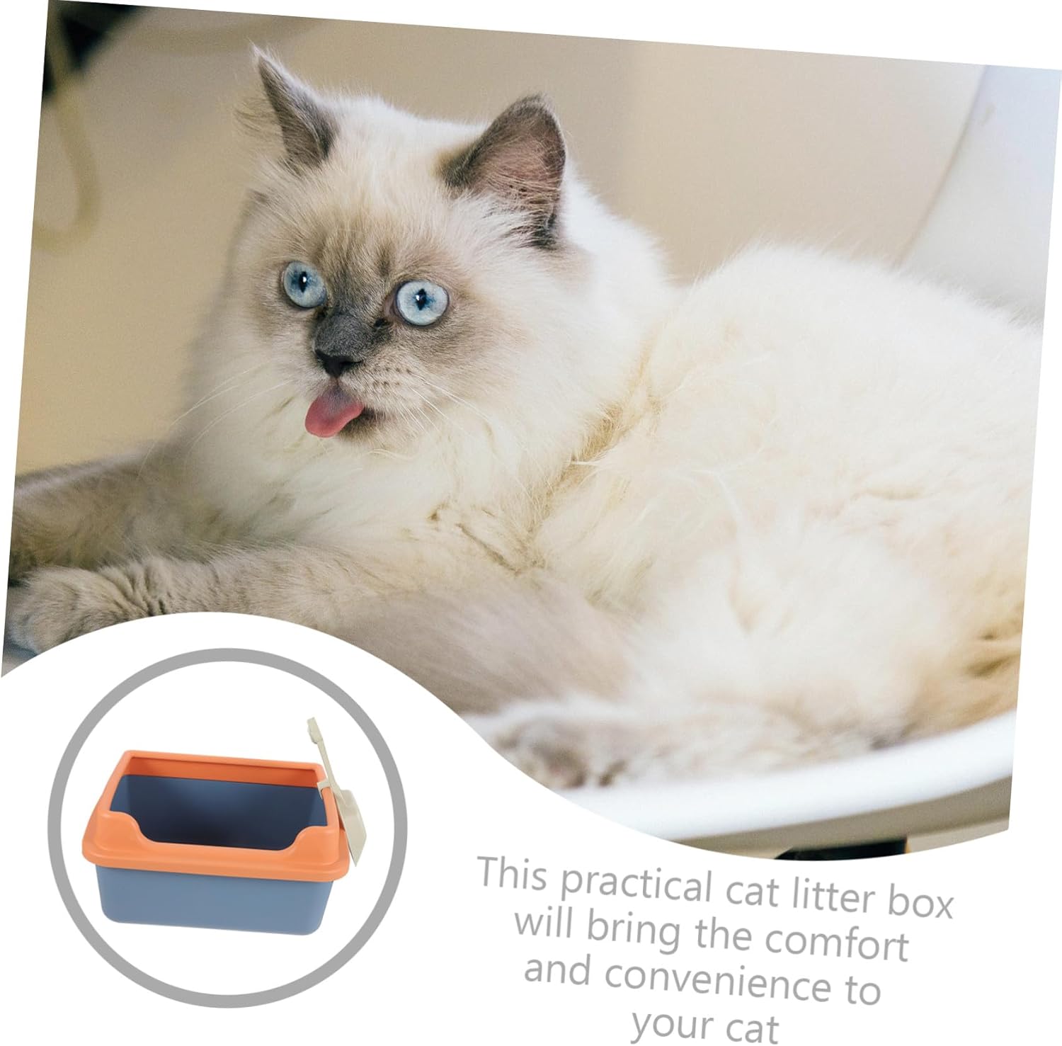 Semi-Enclosed Large Capacity Cat Litter Box with Spill Prevention Portable for Home and Travel Kitten Toilet with Shovel Cute Design for Cats