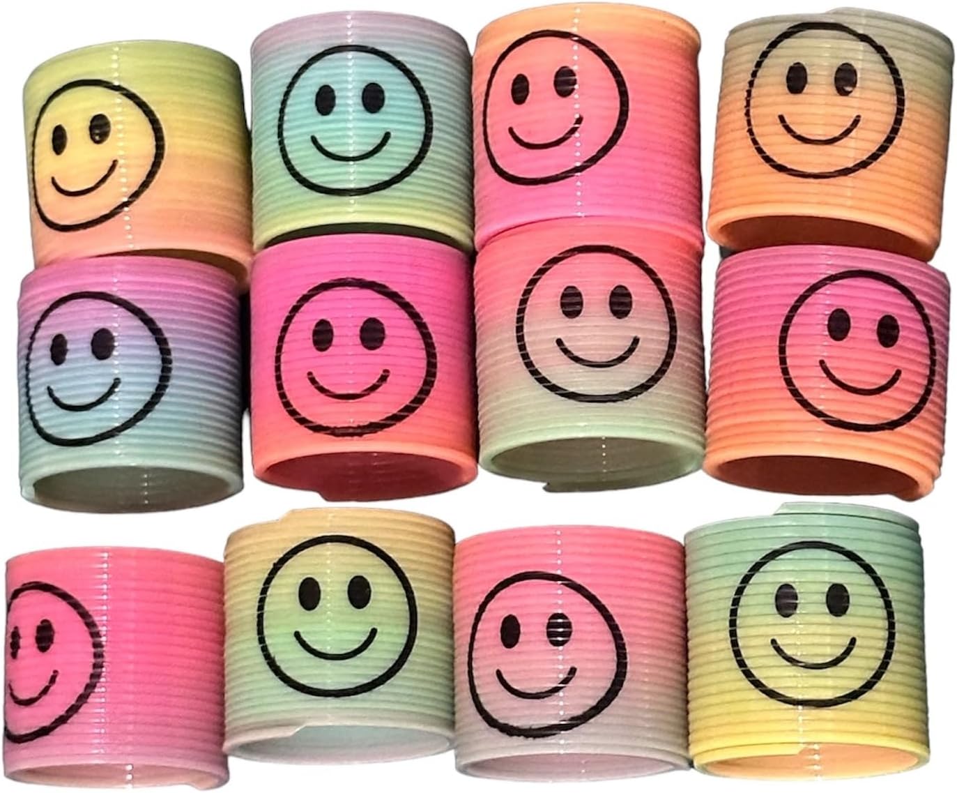 SEVEN4-UK Rainbow Spring Toy, Spring Party Bag Fillers Rainbow Mini Smile Toys, Smile Rainbow Games Springy Party Favour Party Gift Prizes for Kids Boys & Girls (12)
