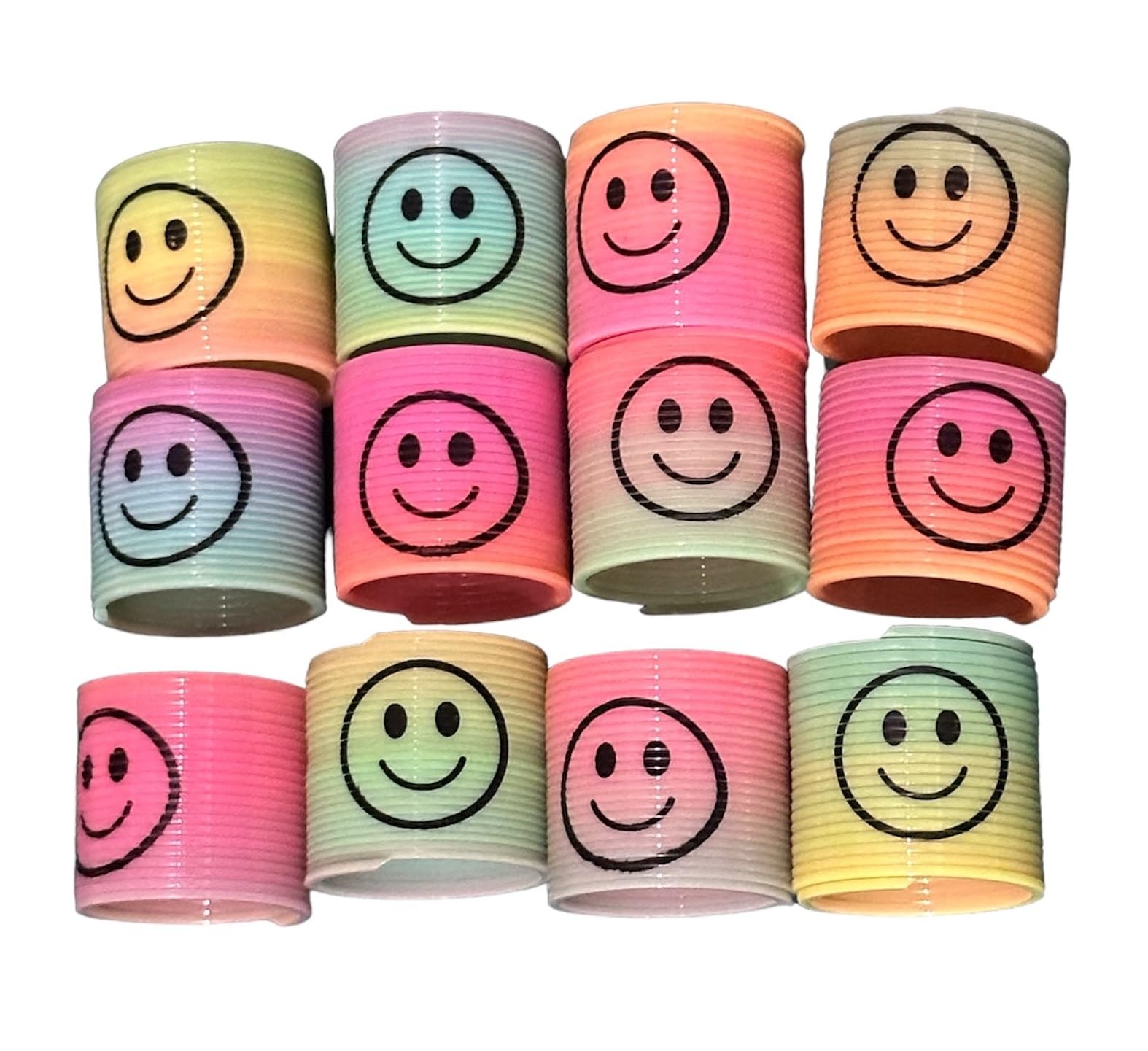 SEVEN4-UK Rainbow Spring Toy, Spring Party Bag Fillers Rainbow Mini Smile Toys, Smile Rainbow Games Springy Party Favour Party Gift Prizes for Kids Boys & Girls (12)