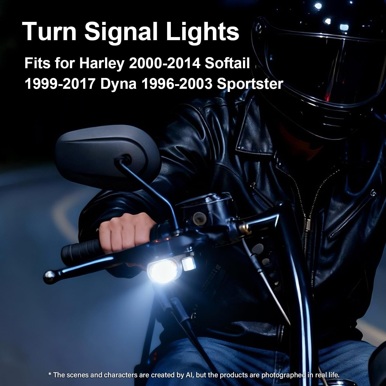 MoKitDora LED Turn Signals Front Mini Blinkers Running Light for Harley 1999-2017 Dyna Street Bob Low Rider 1996-2003 Sportster 883 1200 XL 2000-2014 Softail Fat Boy Heritage Classic, Amber image 2